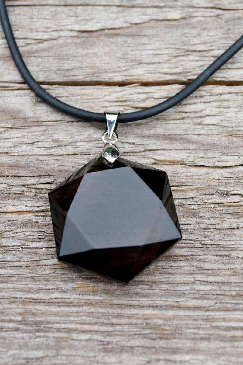 Edelsteen Hexagon Rookkwarts hanger